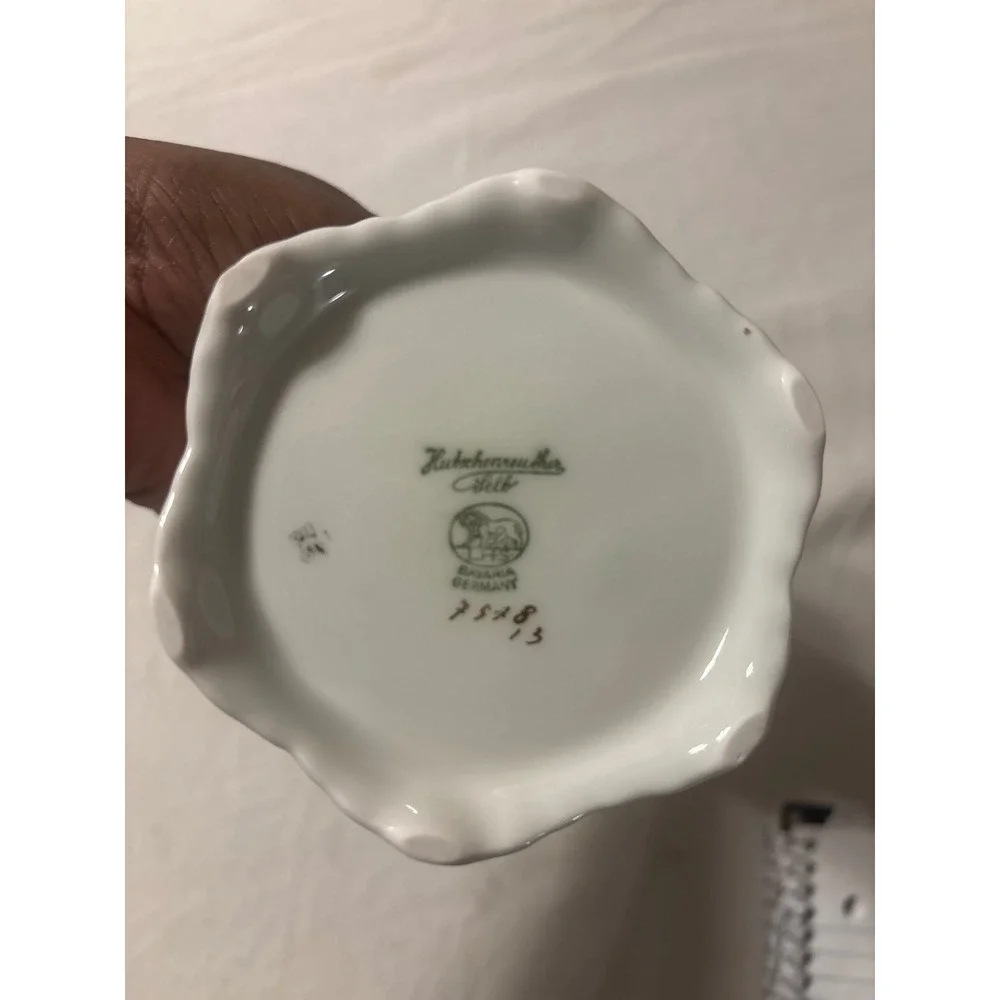 hutschenreuther Cream and Sugar Set OS White Pink Gold Autumn Leaf Scalloped